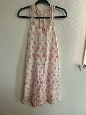 Artisan NY Bohemian 100% Linen Cross Back Sack Dress Womens Size S